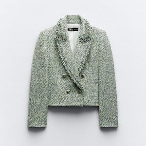 Zara green blue structured blazer, medium
